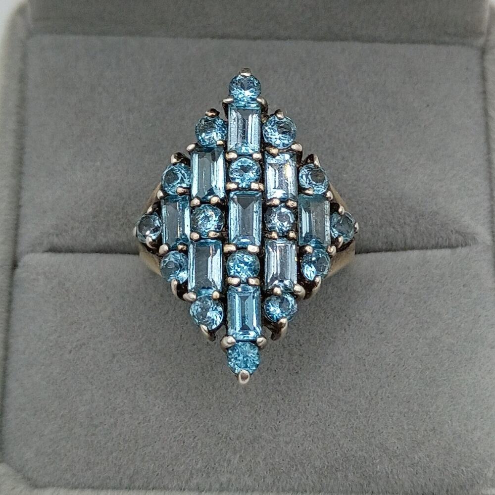 Vintage Blue Topaz Sterling Silver Ring – Size 7
